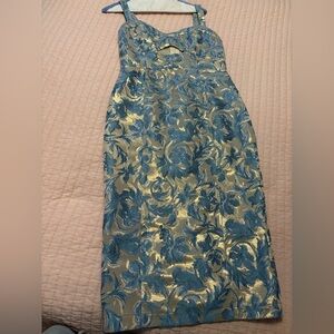 Fate Blue and Gold Backless Dress